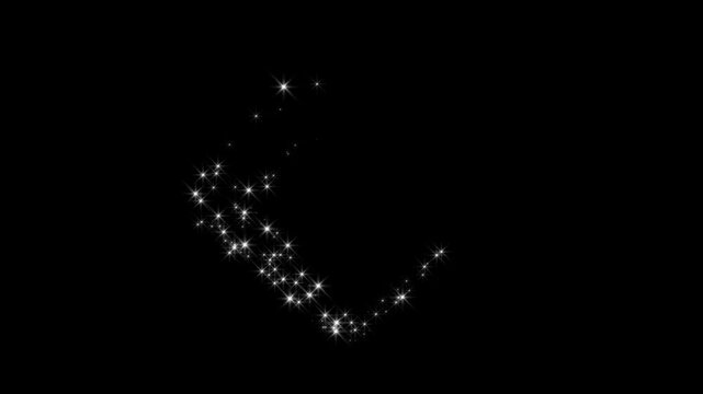 magic line dust, pixie dust path, cartoon glitter, flat, vector, doodle star, magic sparkles glitter line stars, christmas stars isolated on black screen with glitter stars particles background, 4K