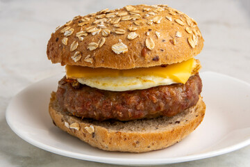 sausage egg and cheese  bagel breakfast sandwich