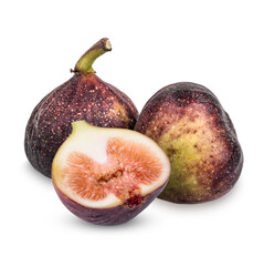 Fresh common fig (Ficus carica) isolated on white background