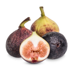 Fresh common fig (Ficus carica) isolated on white background