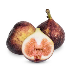 Fresh common fig (Ficus carica) isolated on white background