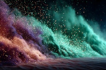 Dynamic vibrant neon glow bursts in magenta and emerald radiating bold energetic glamour on dark backdrop