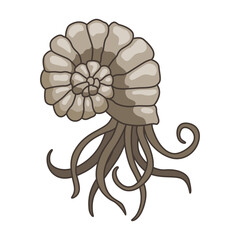 Dinosaurs skeletons parts underground. Fossils, bones of prehistoric reptiles and ammonites © the8monkey