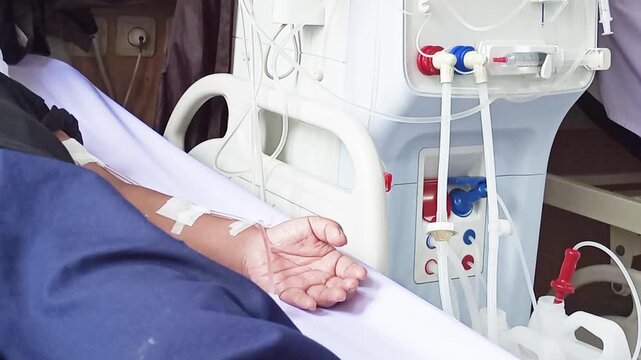 After heat disinfection, which is a routine procedure after the hemodialysis machine is used to ensure the machine is clean and free of pathogens, the patient can then undergo dialysis.