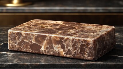 Rich Dark Chocolate Bar with Sparkling Sugar Coating on a Textured Surface