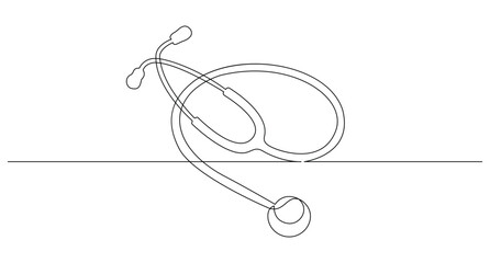 Stethoscope continuous one line drawing on white background