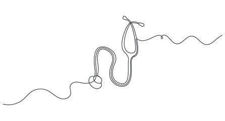 One line art of professional medical equipment stethoscope