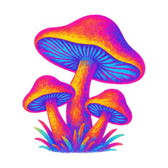 Fototapeta premium PNG Vibrant psychedelic mushroom illustration