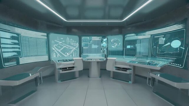  System indicators activate sequentially across the interface The camera performs a gentle dolly forward Ambient glow shifts subtly Cinematic realism