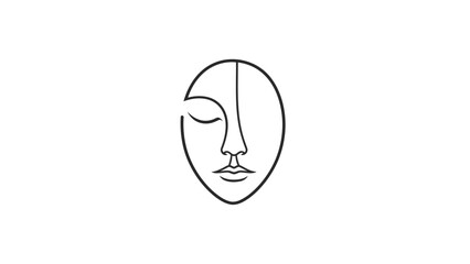 Minimalist Line Art Face Illustration on White Background.