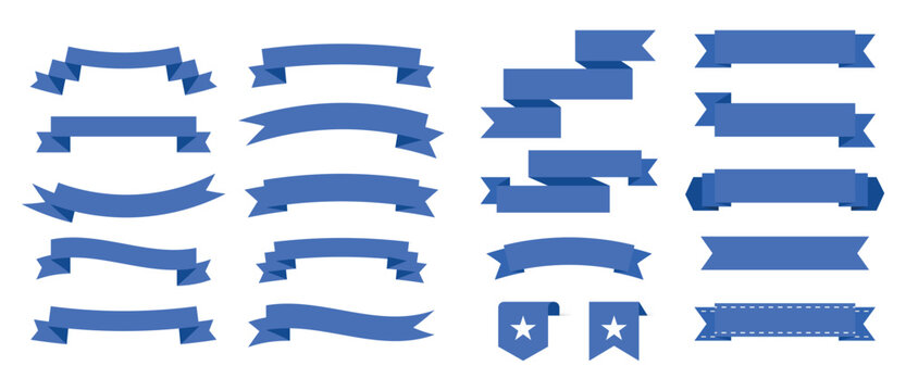 Big collection of vector ribbons banners set isolated on white background.