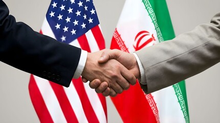 Diplomats from the United States and Iran shake hands during a meeting aimed at discussing relations and resolving issues between the two countries Generative AI