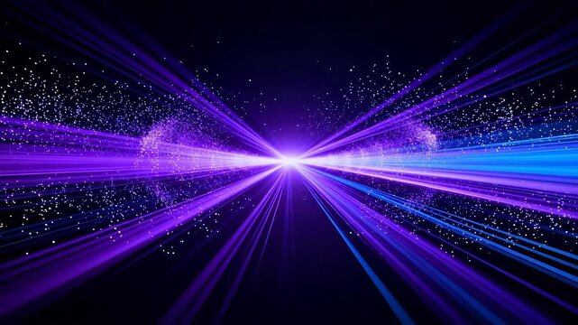 Abstract purple energy horizon background with flowing light lines