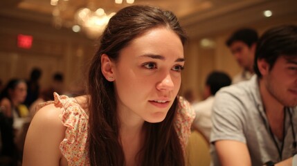 Focused writer jotting notes while others in the room engage in storytelling exercises creating authentic voices for memoirbased stories.