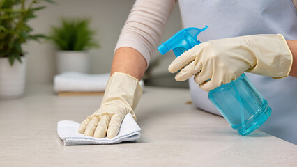 cleaning the kitchen