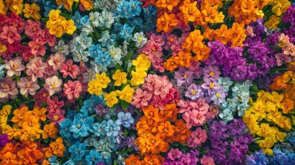 Vibrant tapestry of nemophila flowers displaying captivating chromatic diversity