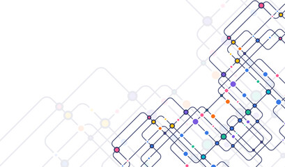 Fototapeta premium Circuit connect lines and dots. Network technology and Connection concept. Decentralized network nodes connections
