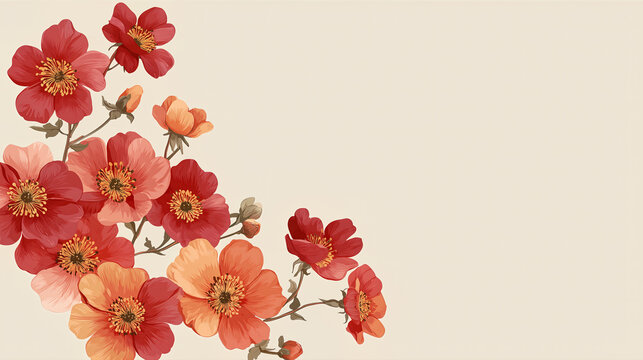 A vintage-style postcard featuring minimal floral designs, gradient backgrounds, and ample blank space for text.