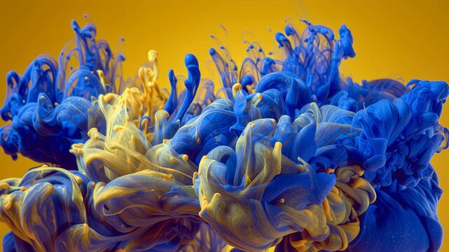 Vibrant abstract swirls of blue and yellow