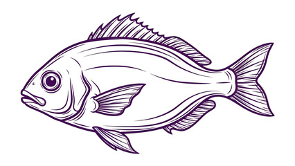 Fototapeta premium Detailed Hand Drawn Fish Illustration - Sea Bream or Snapper
