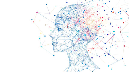 Human Head with Neural Network Illustration.