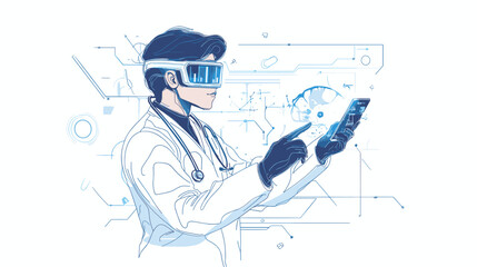 Scientist Using Virtual Reality Goggles and Controller.