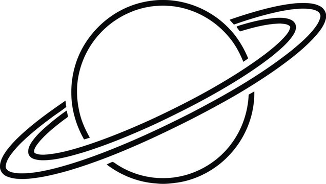 Simple line drawing of a planet with rings