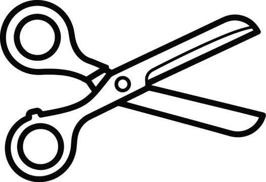 Simple black outline of scissors on white background