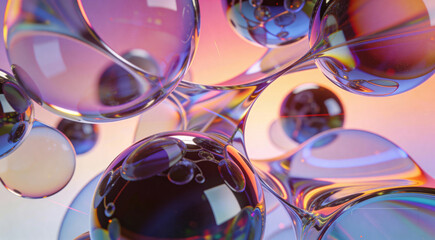 Abstract 3D Iridescent Liquid Spheres and Connected Molecular Shapes
