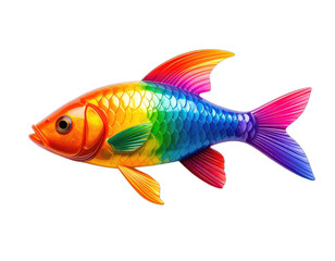 Fototapeta premium Vivid artwork of a colorful carp swimming across a dark background, showcasing rainbow hues