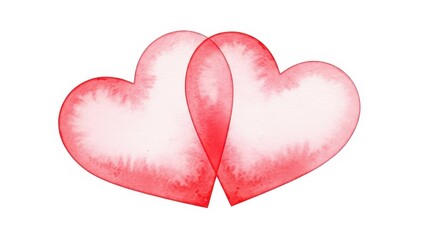 Fototapeta premium Red heart is placed on a white background, watercolor.