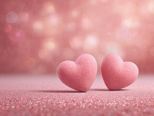Fototapeta premium pink abstract heart-shaped, symbol of love and romance for valentine's background with soft bokeh lights background. 