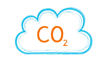 Neon cloud symbol with co2 text isolated on transparent background
