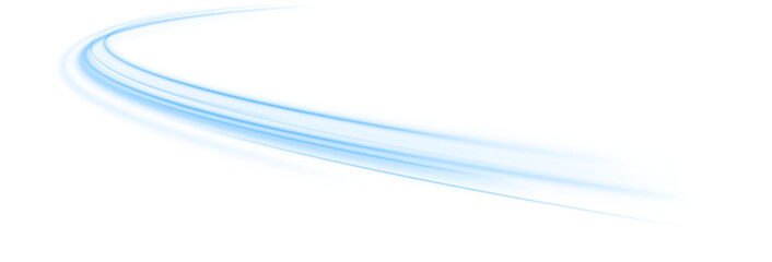 Neon blue laser speed lines create futuristic wave motion along a city road and highway traffic. Light dynamic trail energy swirl follows glowing line flow. Futuristic vector illustration PNG. © MEDUZA