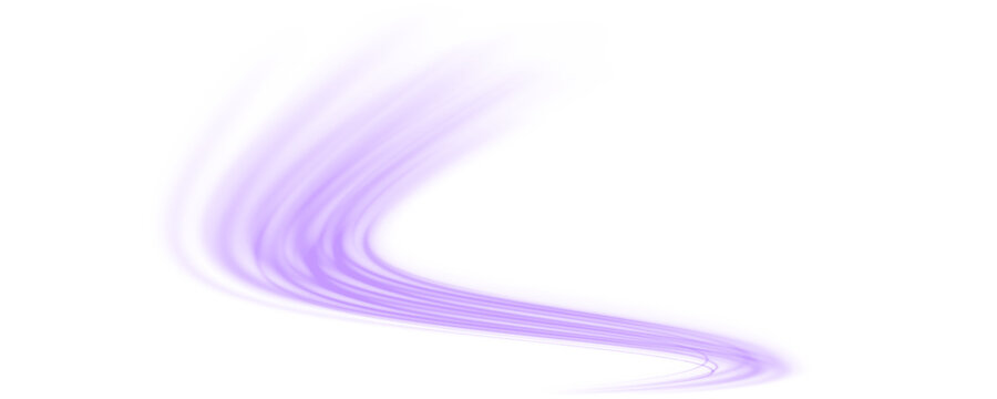 Futuristic city traffic scene with purple neon laser speed lines. Light wave violet trails, glowing energy swirl, and motion flow across the highway. Vector illustration PNG.