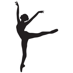 Obraz premium Elegant ballerina dancing in dynamic pose with arms raised