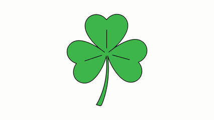 Fototapeta premium A simple, stylized illustration of a green shamrock with three heart-shaped leaves and a stem.