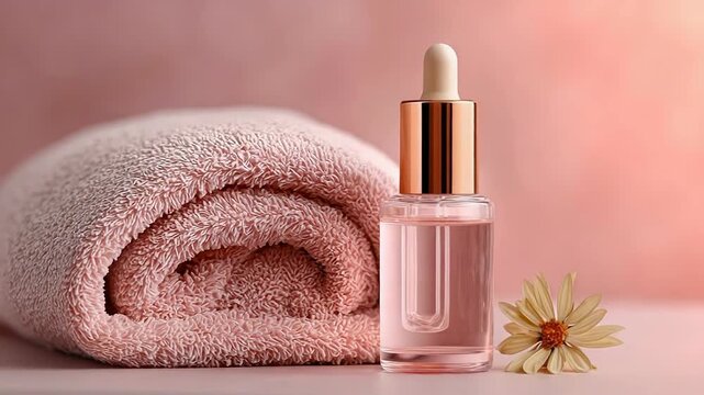 Luxurious spa essence: serene aromatherapy with elegant oil and soft textiles