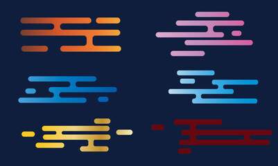 Japanese clouds set. Traditional oriental flat design elements. Minimal design. Vector illustration