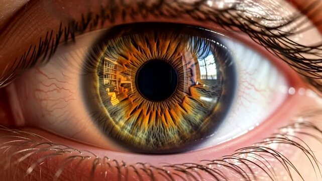 Closeup of Human Eye with Hazel Iris.