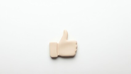 Minimalist Beige Thumbs Up Gesture Icon on Clean White Background