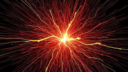 Fototapeta premium Dramatic illustration of electrical discharge with vibrant red and yellow sparks