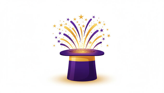 Mystical Illumination: A vibrant burst of light and color erupts from a classic top hat, symbolizing the unveiling of wonder and the boundless potential of imagination.