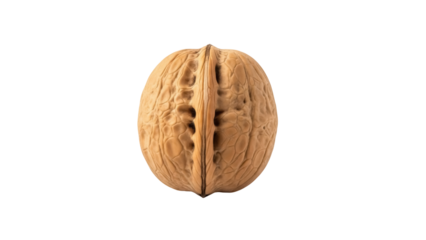 Whole walnut isolated PNG on transparent background, nutritious and delicious nut for healthy snacks and culinary use, natural food source