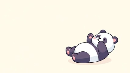 Playful Cartoon Panda Bear Lying on Its Back with Paws Raised