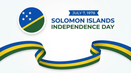 solomon islands independence day background with round emblem of the national flag on white space bold typography with the text clean modern design copy space