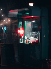 street food stand at night