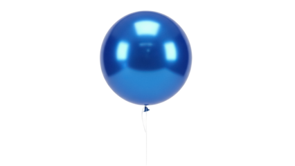 Shiny blue balloon isolated PNG on transparent background, festive party decoration for birthday celebration and special events