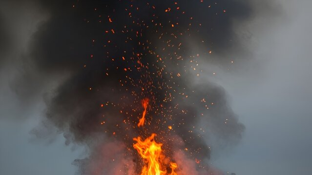 Majestic flames dancing with smoke, creating a dramatic and mesmerizing display