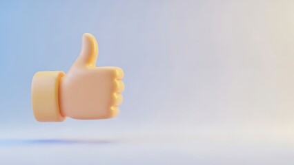 3d Rendered Thumbs Up Icon on a Gradient Background for Social Media